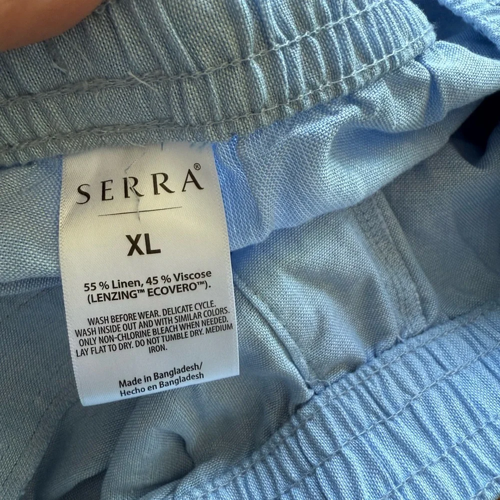 NWT Serra Blue Linen Elastic Waistband Jogger Pants - Picture 9 of 10